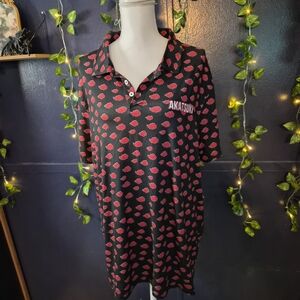 Akatsuki Black Polo Dress with Red Cloud Print